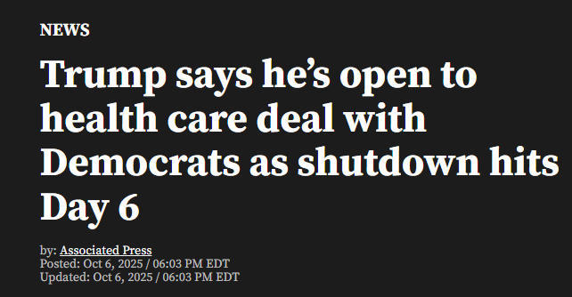 美国政府的“停职”即将在第七天，特朗普在“